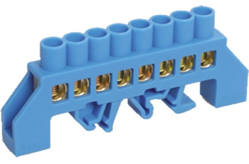 Шина изолированная тип "Стойка" IEK N "ноль" ШНИ-8х12-8-КС-С 8 групп синий картинка 